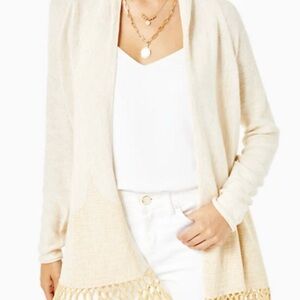 Lilly Pulitzer Cream Cardigan with Fringe
